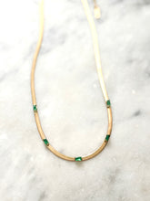 Load image into Gallery viewer, The Herringbone &amp; Emerald Necklace
