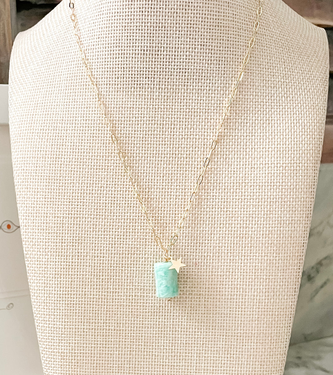 The Turquoise Barrel Stone & Star Necklace