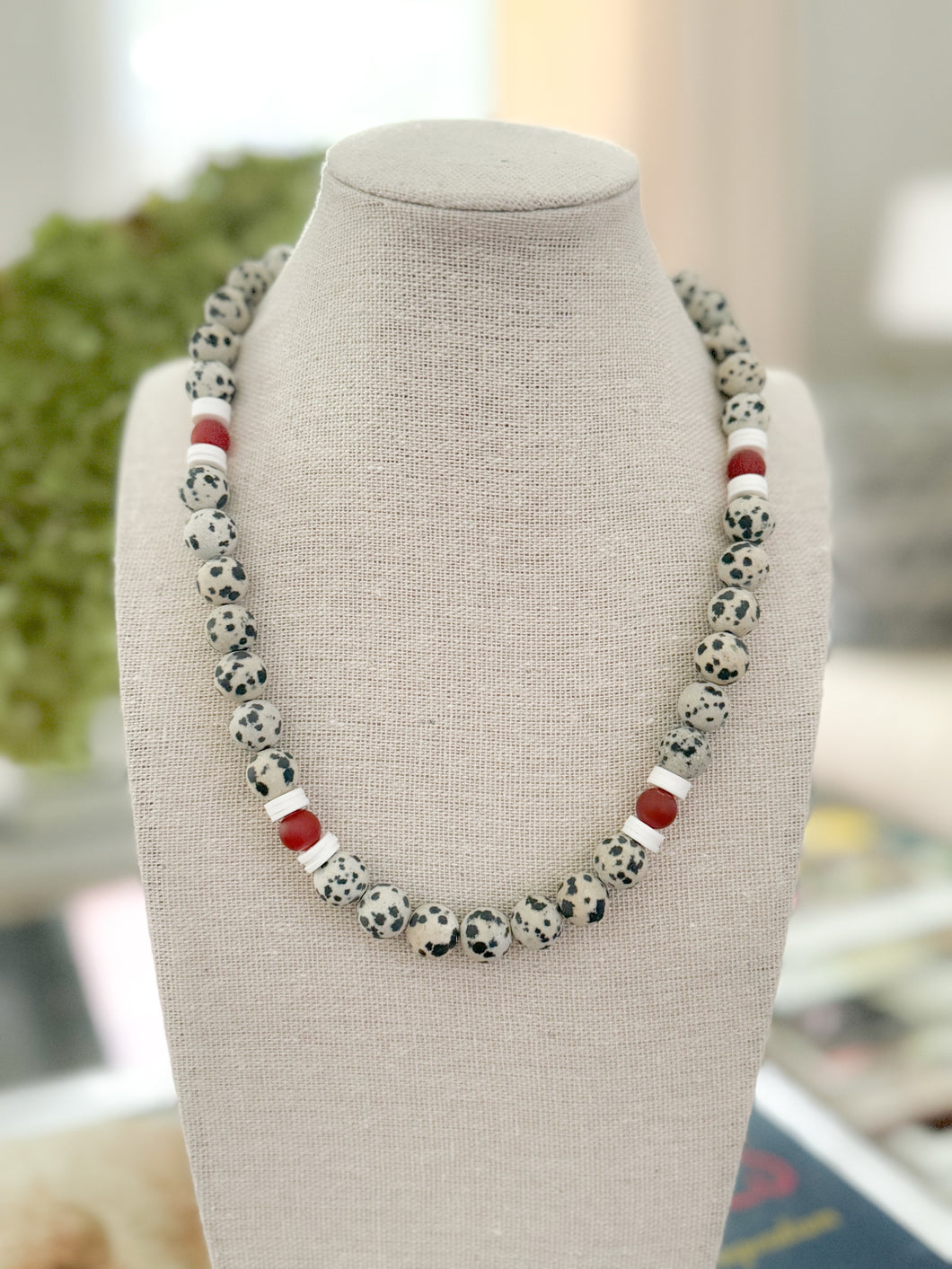 The Dalmatian & Crimson Gemstone Necklace