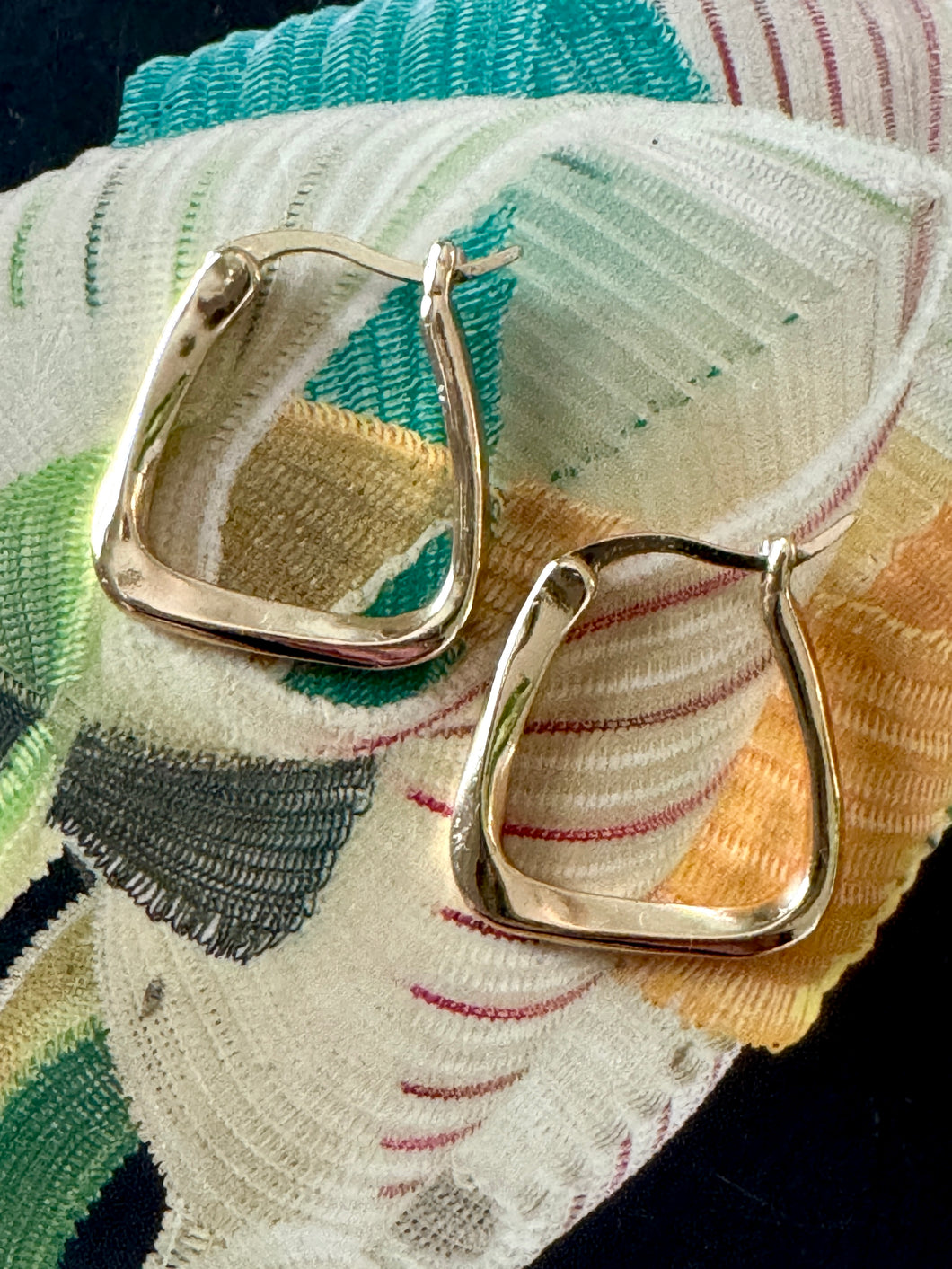 Gold Filled Twisted Trapezoid Hoop Earrings