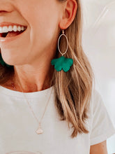Load image into Gallery viewer, The Metallic Green Ginkgo Earrings
