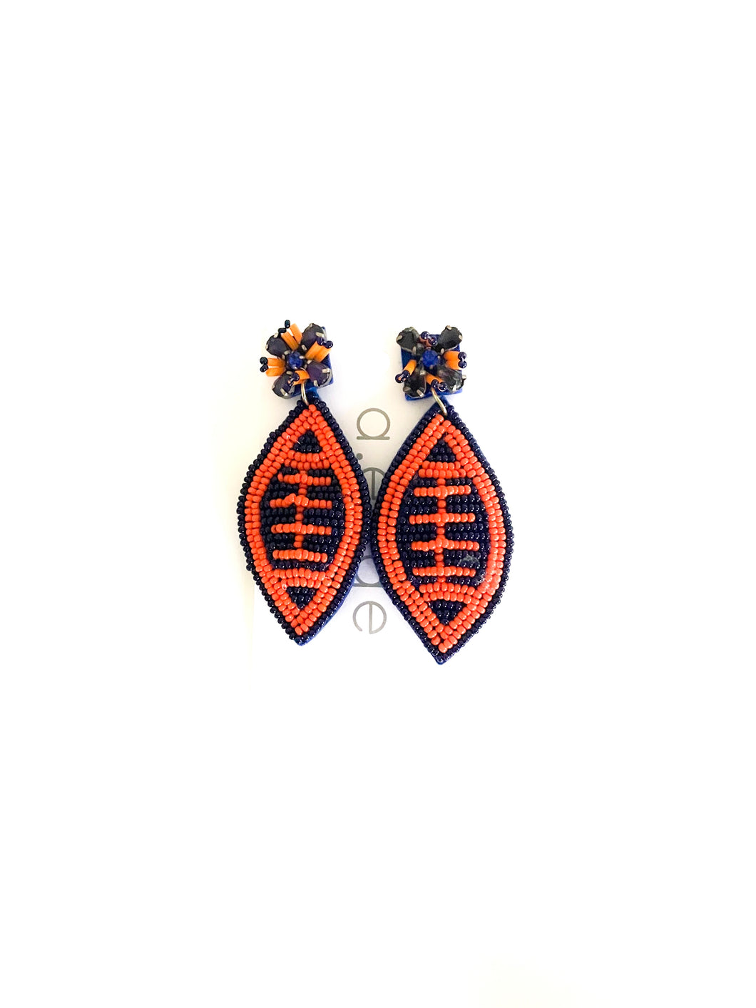 The Navy & Orange Beaded Earrings