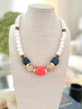 Load image into Gallery viewer, The Orange and Navy Beaded Necklace
