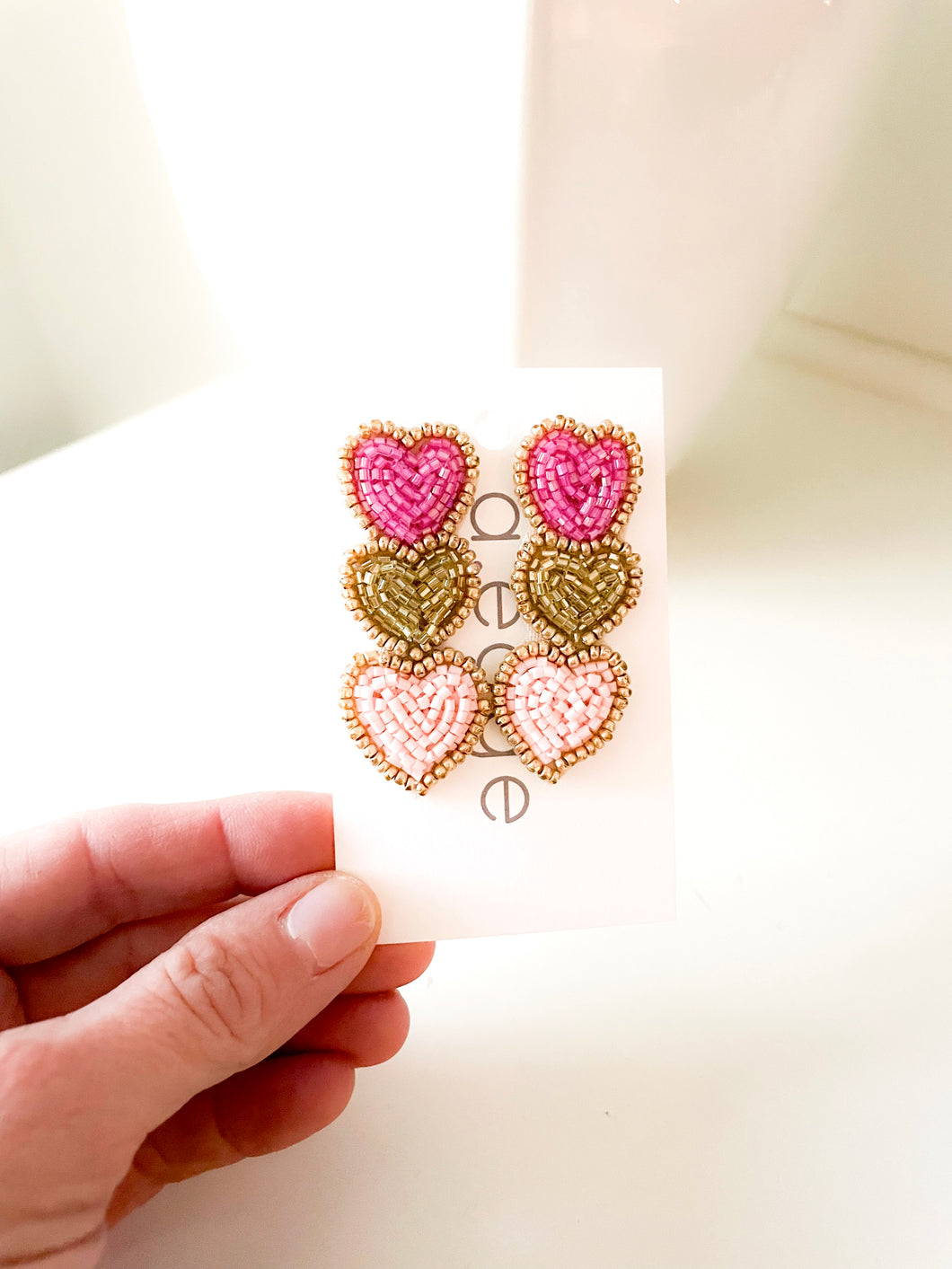 Triple Heart Bead Earrings