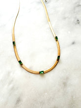 Load image into Gallery viewer, The Herringbone &amp; Emerald Necklace
