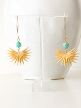 Load image into Gallery viewer, The Turquoise &amp; Sunburst Drop Earrings
