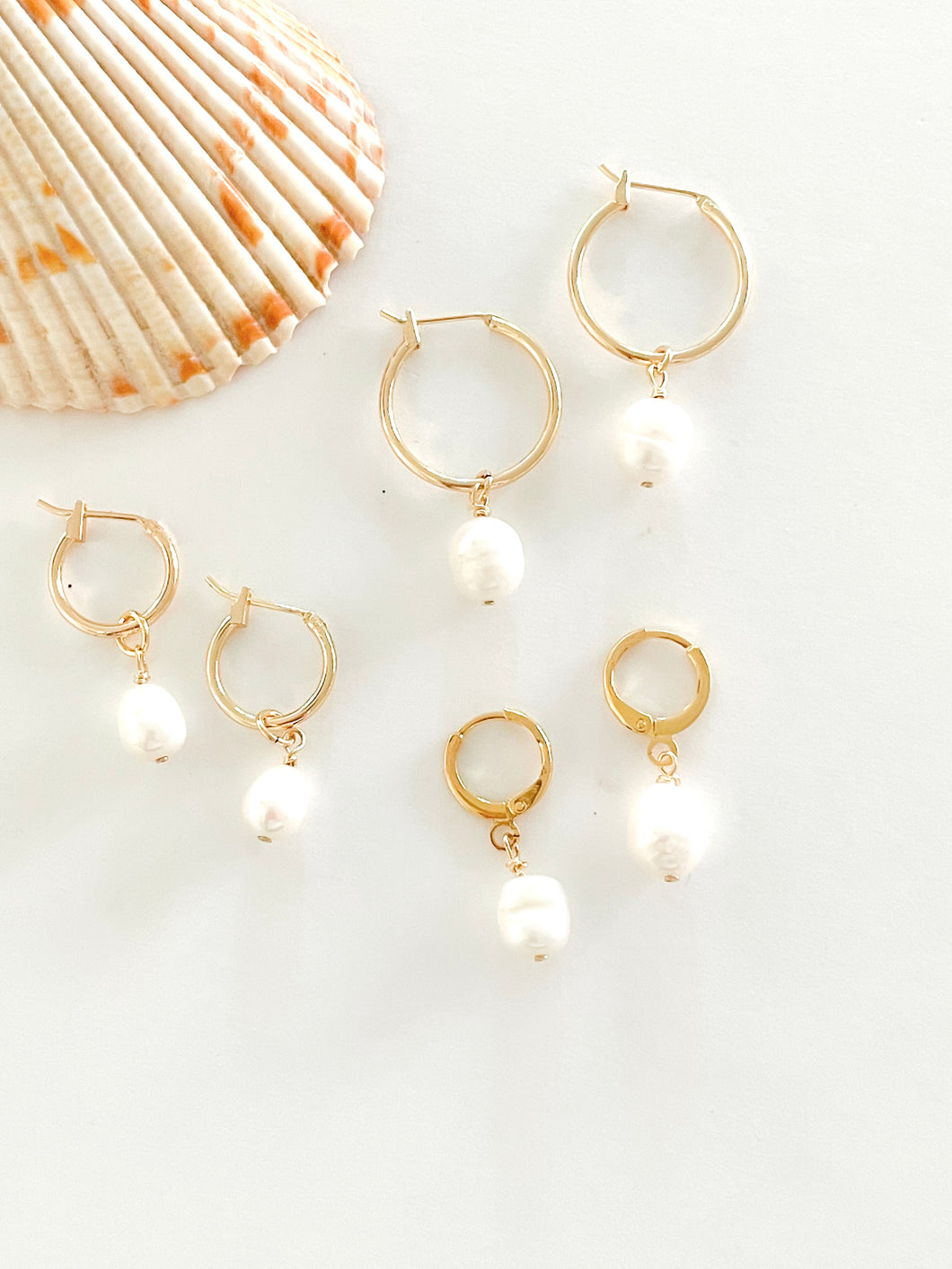 The Gold Filled Hoop and Pearl Earrings