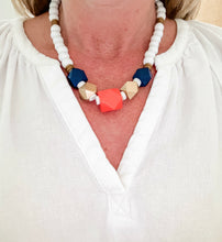 Load image into Gallery viewer, The Orange and Navy Beaded Necklace
