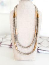 Load image into Gallery viewer, The Gray &amp; Gold Double Bead Necklace
