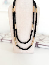 Load image into Gallery viewer, The Black &amp; Gold Double Bead Necklace
