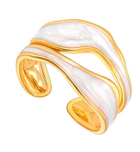 Load image into Gallery viewer, The Ebony or Ivory &amp; Gold Wave Ring
