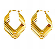 Load image into Gallery viewer, The Gold Geometric Stacked Hoops
