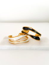 Load image into Gallery viewer, The Ebony or Ivory &amp; Gold Wave Cuff Bracelet
