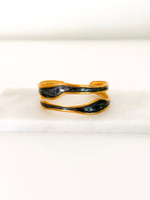 Load image into Gallery viewer, The Ebony or Ivory &amp; Gold Wave Cuff Bracelet
