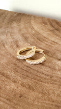 Load image into Gallery viewer, The Diamond and Gold Huggie Hoop Earrings
