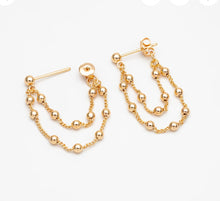 Load image into Gallery viewer, The Gold Bead Double Draper Earrings
