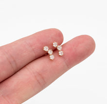 Load image into Gallery viewer, The Triple Diamond Crawler Mini Stud Earrings
