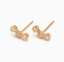 Load image into Gallery viewer, The Triple Diamond Crawler Mini Stud Earrings
