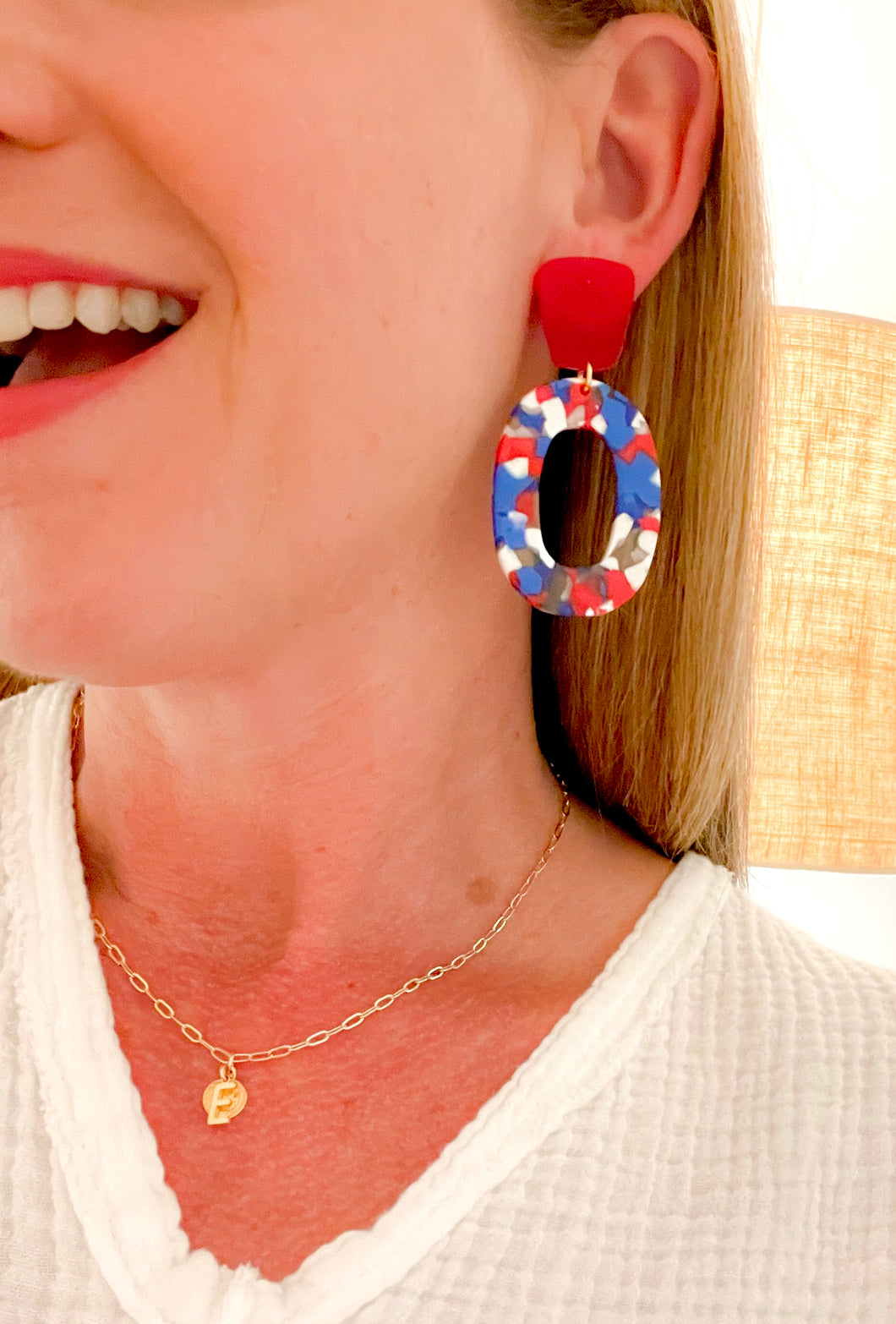 The Red, White & Blue Oval Earrings