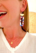 Load image into Gallery viewer, The Red, White &amp; Blue Rectangle Drop Earrings
