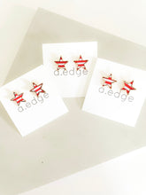Load image into Gallery viewer, Red Striped Star Stud Earrings
