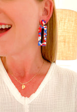 Load image into Gallery viewer, The Red, White &amp; Blue Rectangle Drop Earrings
