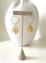 Load image into Gallery viewer, Brass Fan &amp; Hoop Earrings
