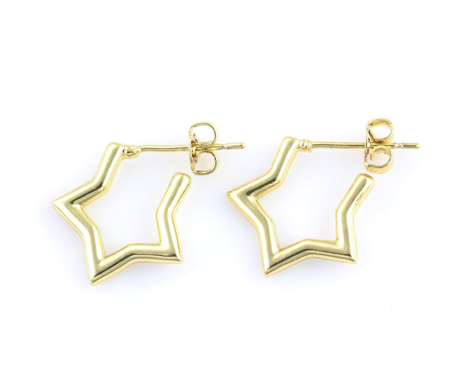 Gold Filled Star Huggie Hoop Earrings