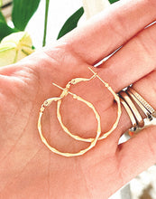 Load image into Gallery viewer, Gold Filled Bamboo Hoop Earrings
