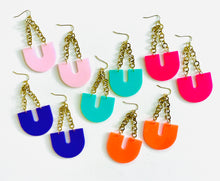 Load image into Gallery viewer, The Colored Arch &amp; Chain Earrings-SALE
