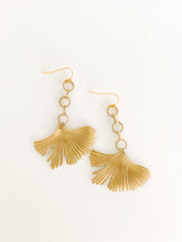 Load image into Gallery viewer, Brass Ginkgo &amp; Chain Earrings
